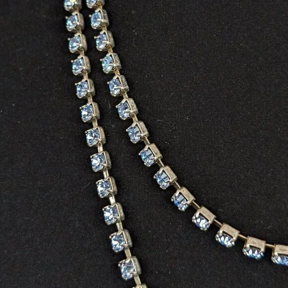 (2/$20) Long Blue Rhinestone Chain Necklace - Picture 4 of 6